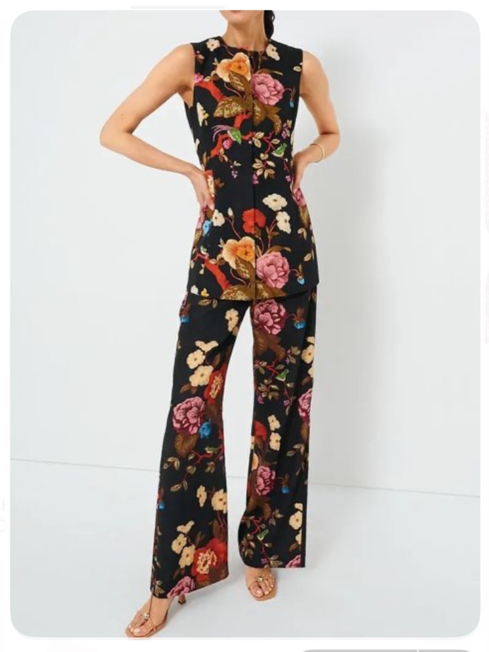 Tuckernuck baroque floral set Rhoda tunic top & Erin pants sz 8 & M